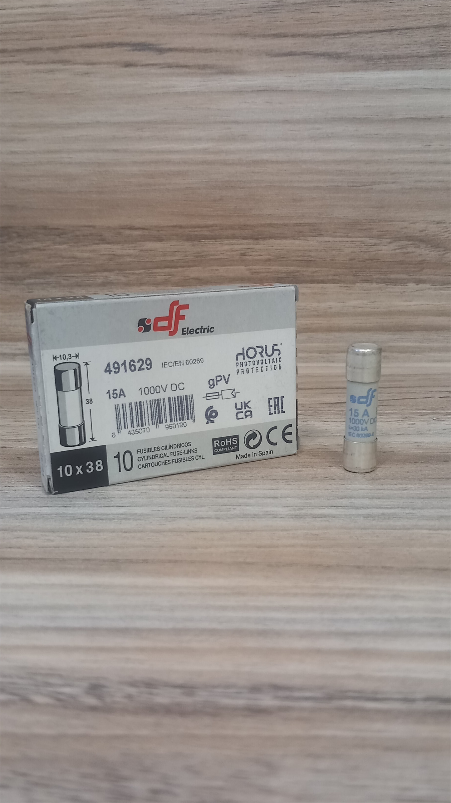 Ασφάλεια κυλινδρική 15Α 1000V DC