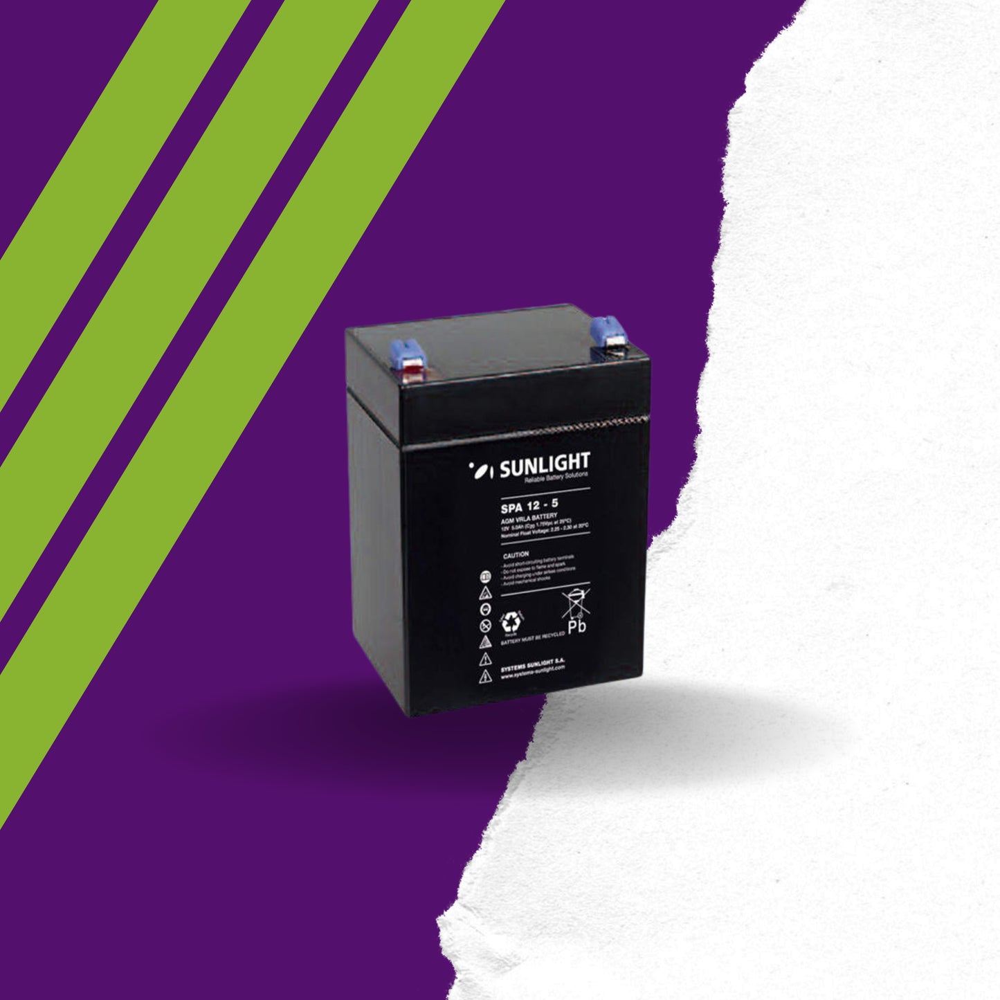 SUNLIGHT SPA 12V-5AH Επαναφορτιζόμενη Μπαταρία Μολύβδου Κλειστού Τύπου